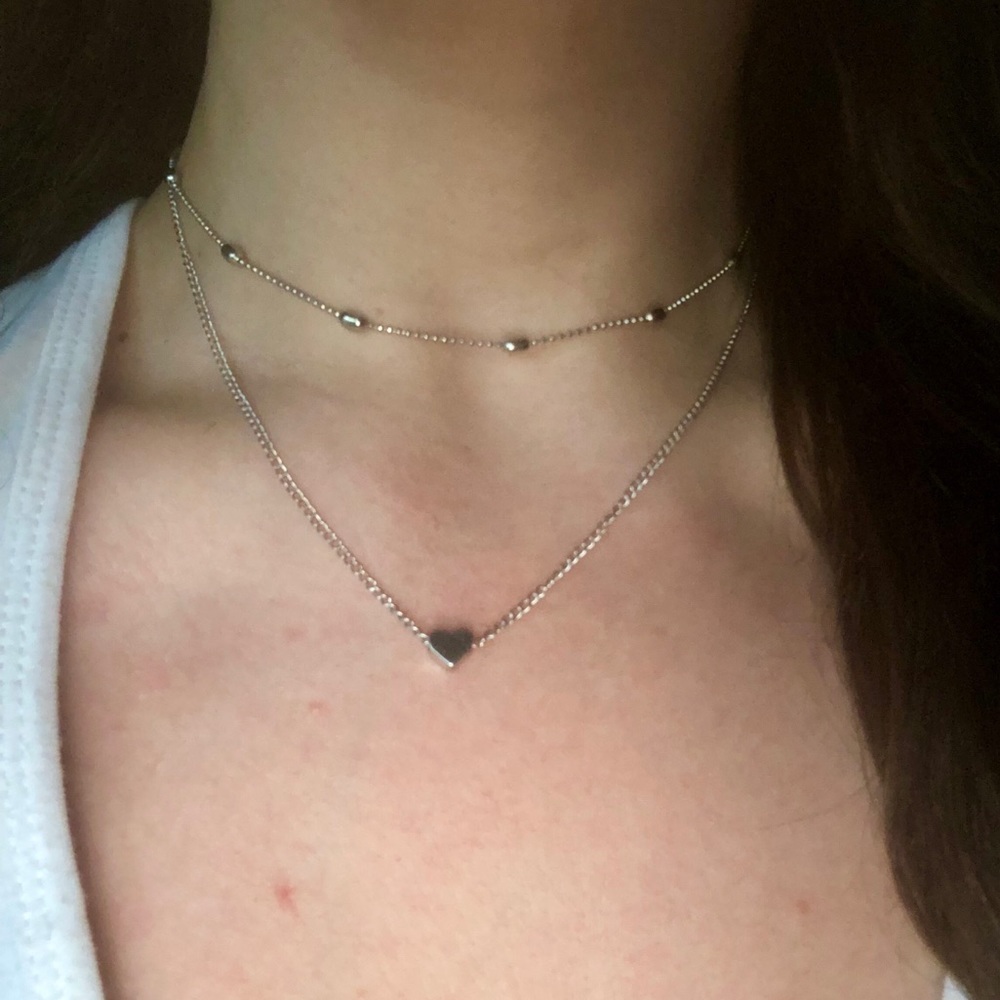 New! 4 for $12 Silver Dainty Heart Womens Necklace - Picture 3 of 5